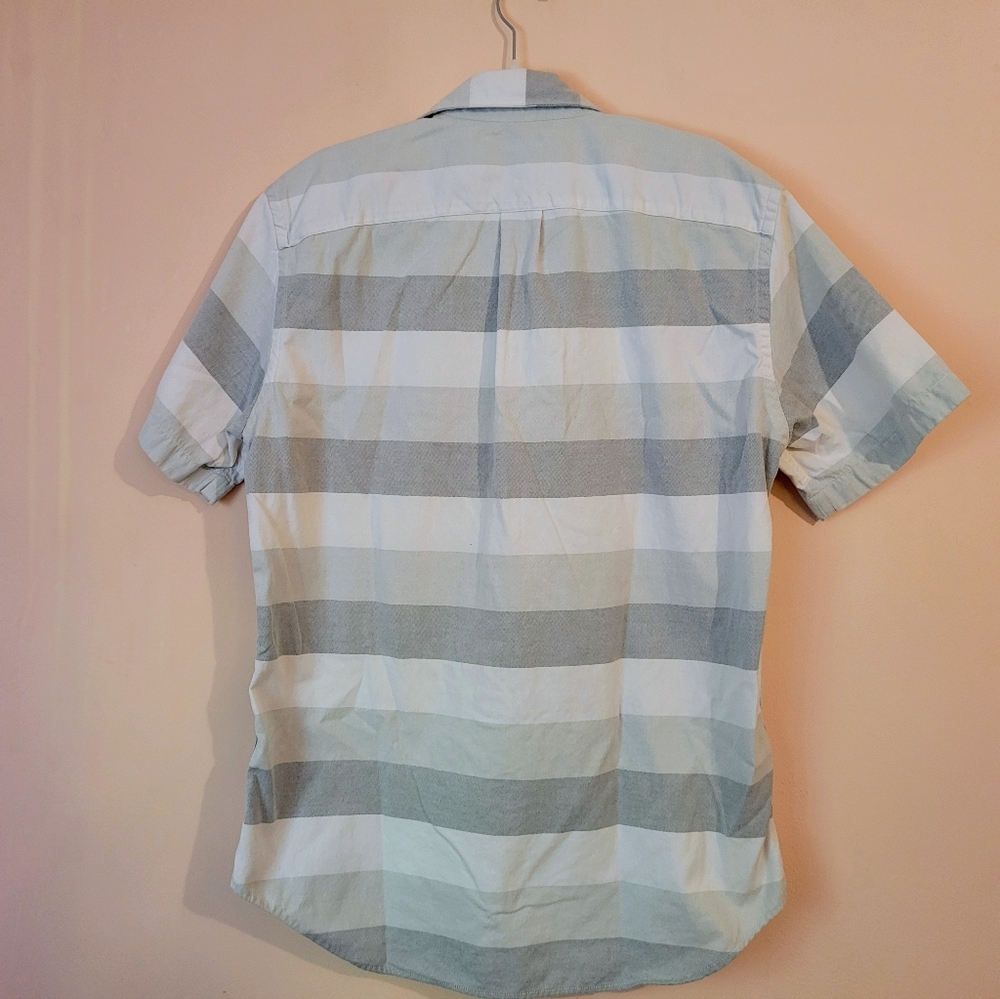 J. Crew Short Sleeve Cotton Oxford Shirt, White & Gray, M, EUC - Picture 10 of 14